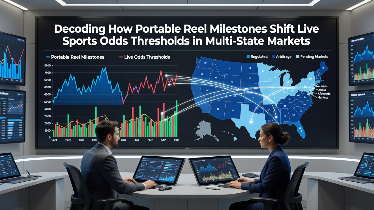 Illustration showing mobile slot interfaces connected to live sports betting dashboards across state lines