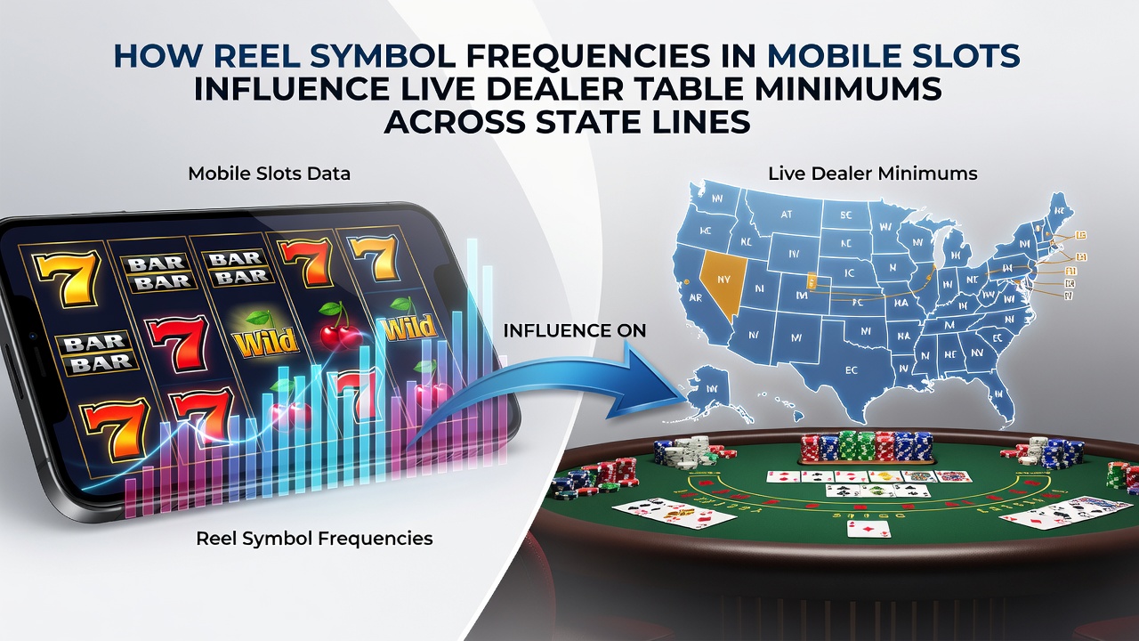 Mobile slot interface displaying reel symbol frequencies next to live dealer table setup