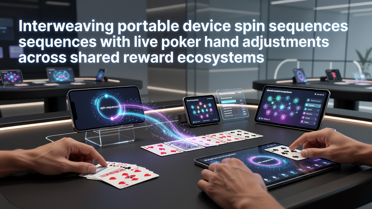 Mobile device displaying slot spins alongside a live poker table interface with shared loyalty points overlay
