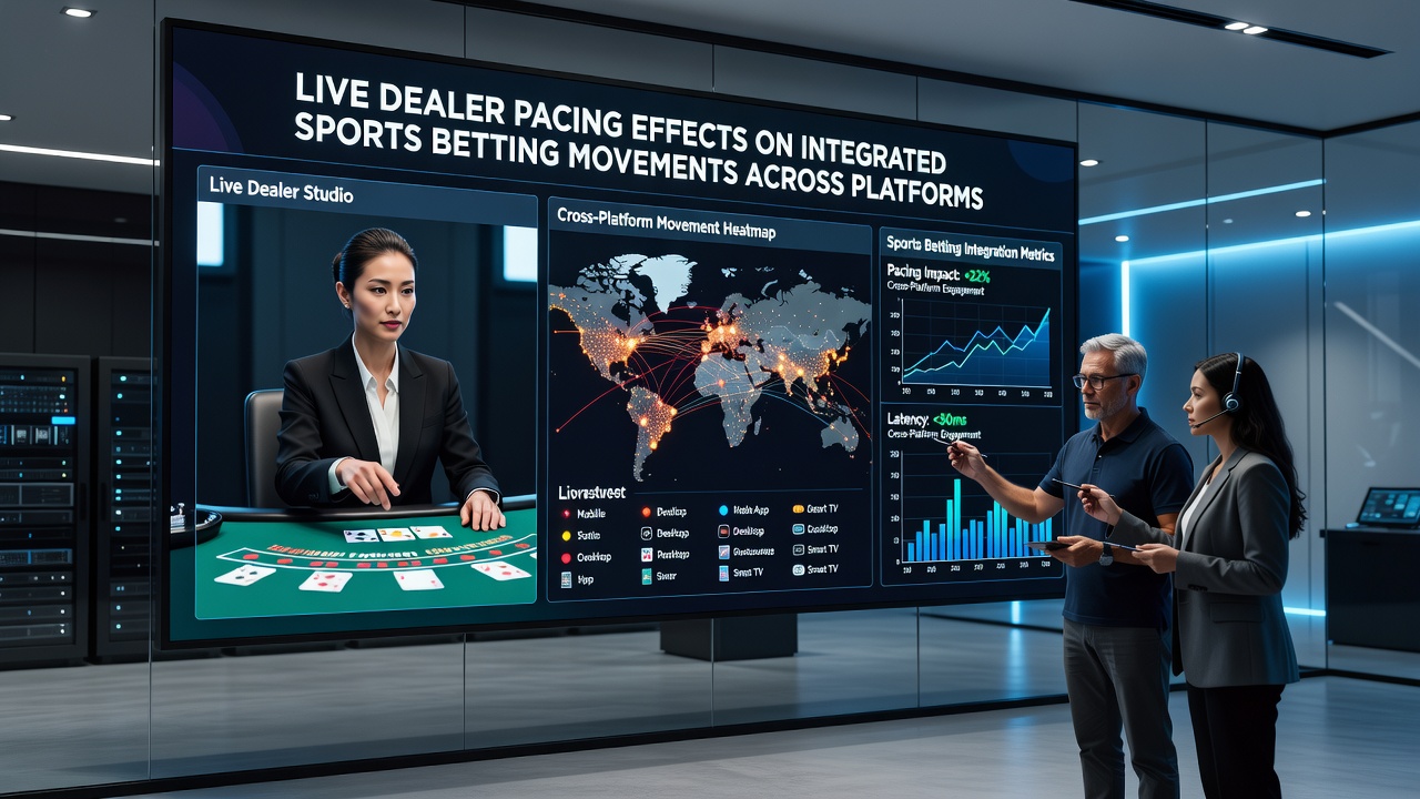 Analytics dashboard displaying live dealer session lengths alongside sports betting volume spikes
