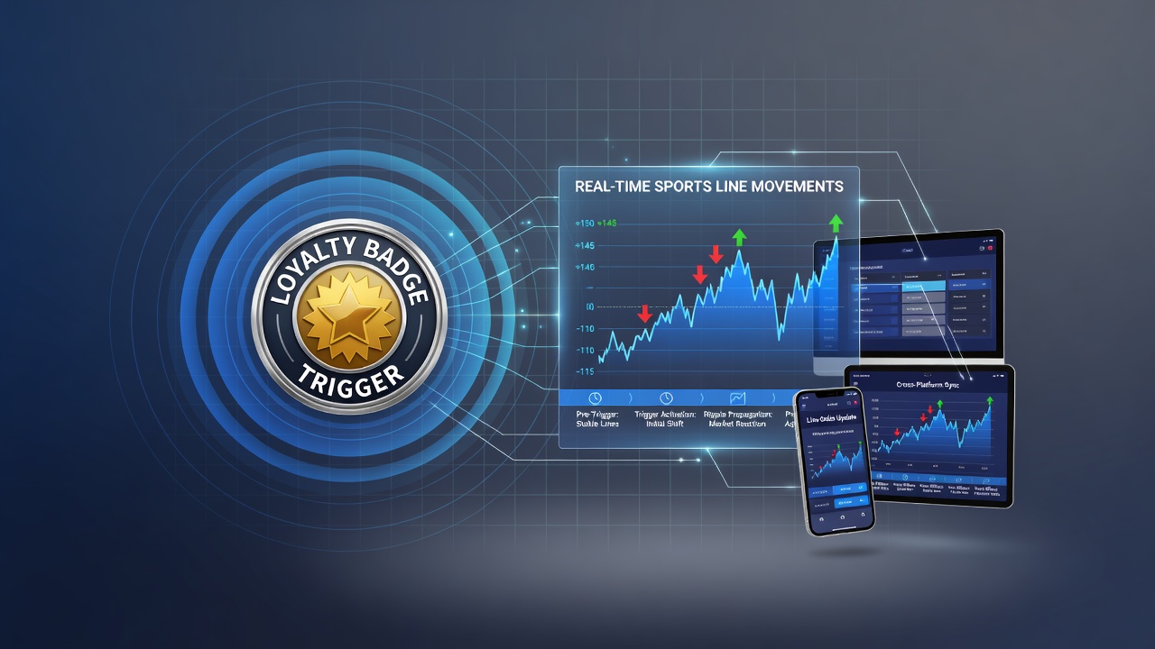 Real-time sports line adjustments displayed on tablet and mobile screens with loyalty notifications