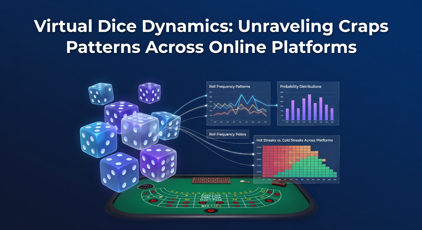 Animated virtual dice tumbling across a digital craps table, highlighting the randomness of online rolls